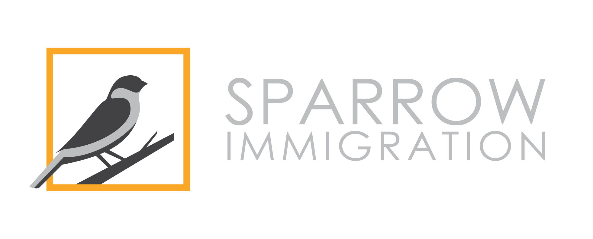 Sparrow Immigration logo with light text reading: Sparrow Immigration